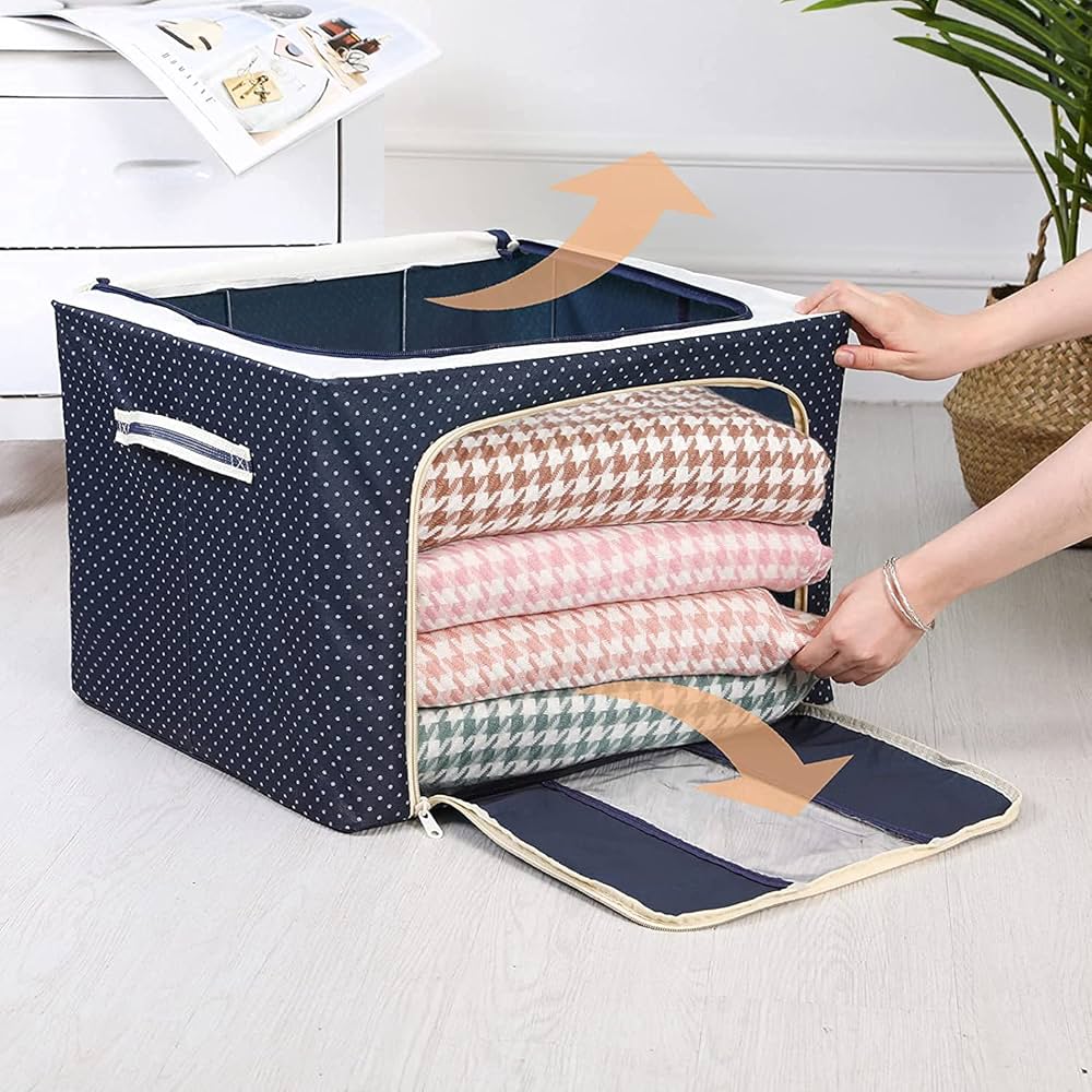 Foldable Clothes Storage Box (55L)-Blue