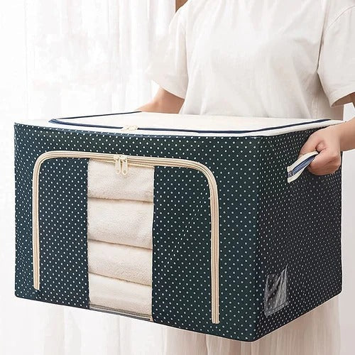 Foldable Clothes Storage Box (55L)-Blue